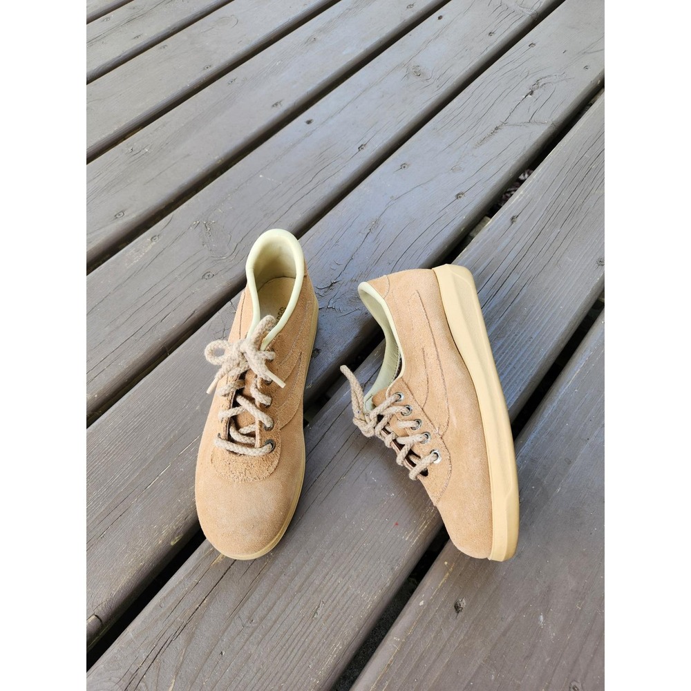 Vintage 70s Mason Shoes Suede Sneakers Tan Platform Low Top 6.5 C‎